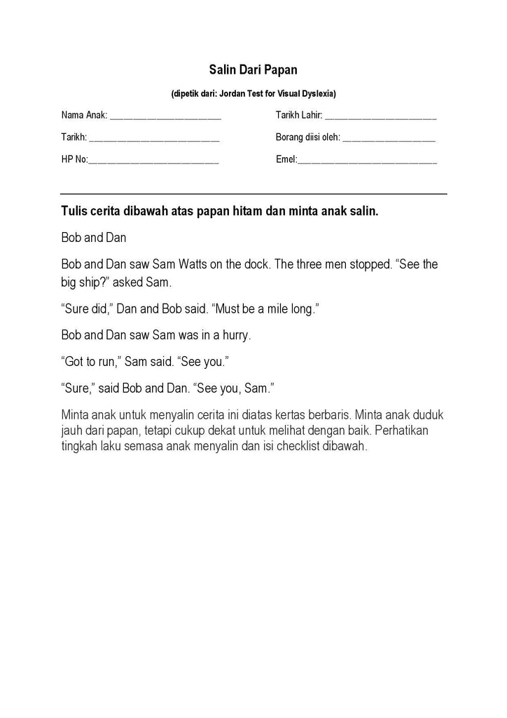 Checklist salin dari papan hitam (BM)